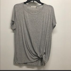 Grey front knot tee